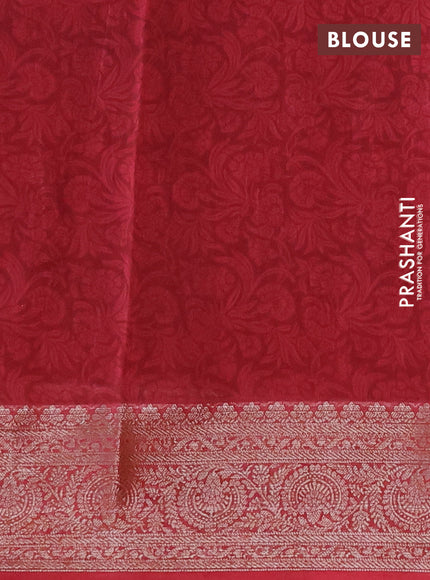 Chanderi silk cotton saree black and red with allover floral prints and banarasi style border