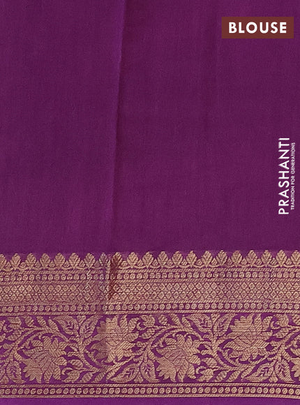 Chanderi silk cotton saree grey and purple with allover prints and banarasi style border