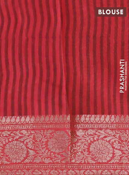 Chanderi silk cotton saree black and red with allover kalamkari prints and banarasi style border