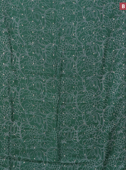 Assam silk saree green with allover floral prints & zari buttas and zari woven border