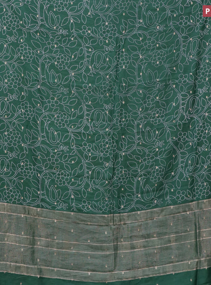 Assam silk saree green with allover floral prints & zari buttas and zari woven border