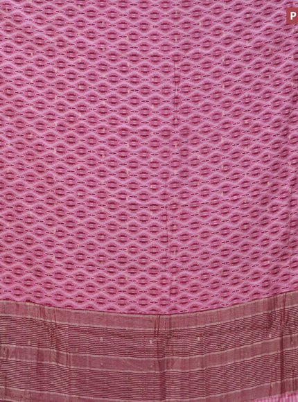 Assam silk saree mauve pink and maroon with allover ikat prints & zari buttas and zari woven border