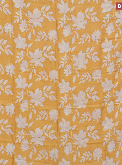 Assam silk saree yellow with allover floral prints and zari woven border