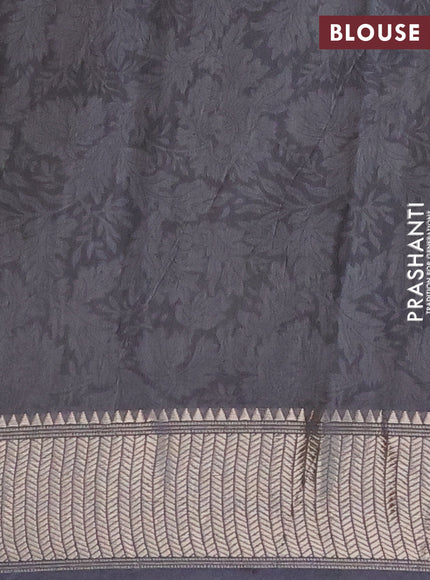 Assam silk saree grey shade with allover prints and zari woven border