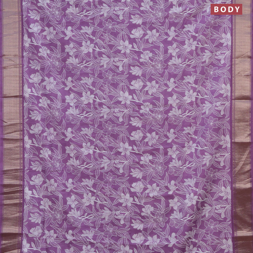 Assam silk saree purple with allover prints and zari woven border