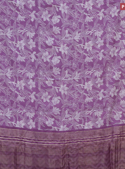 Assam silk saree purple with allover prints and zari woven border