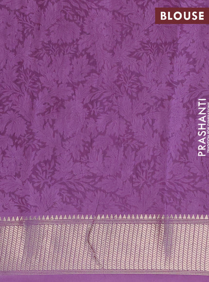 Assam silk saree purple with allover prints and zari woven border