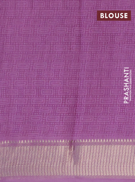 Assam silk saree purple with allover floral prints and zari woven border