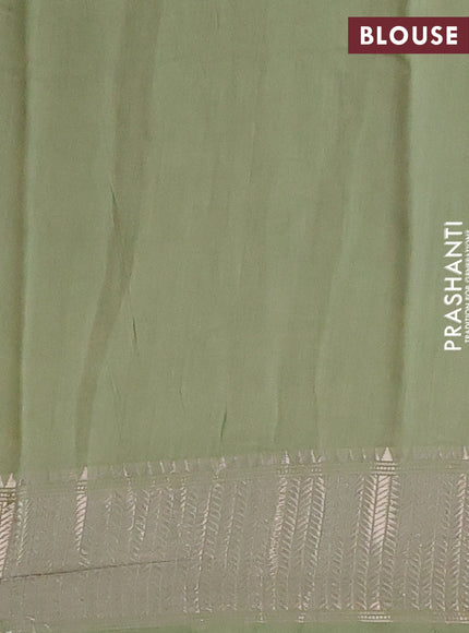 Assam silk saree pastel green with allover prints and zari woven border