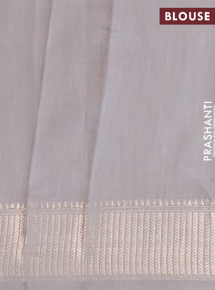 Assam silk saree grey shade with allover prints and zari woven border