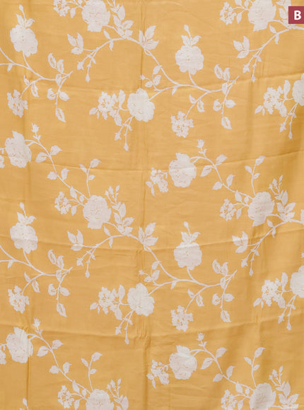 Assam silk saree yellow with allover floral prints and zari woven border