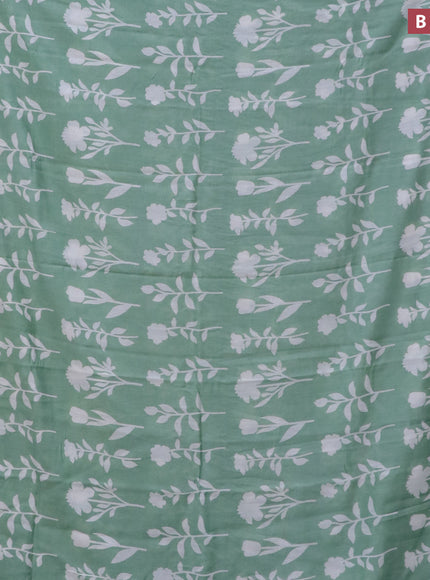 Assam silk saree pastel green with floral butta prints and zari woven border