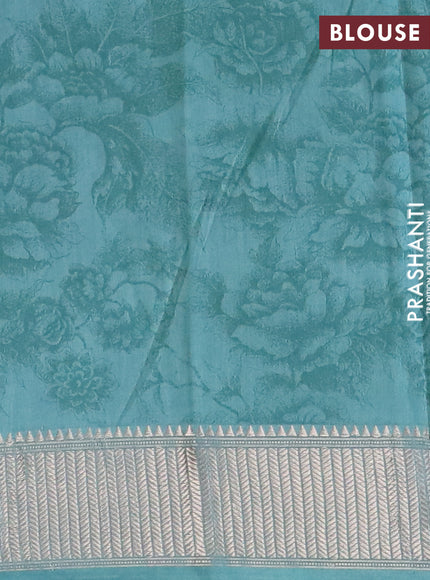 Assam silk saree teal green shade with floral butta prints and zari woven border