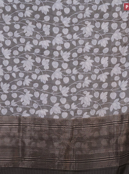 Assam silk saree grey shade with allover prints and zari woven border