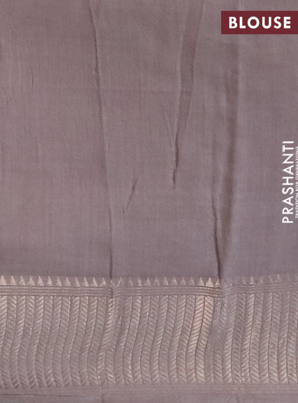 Assam silk saree pastel brown with allover floral prints and zari woven border