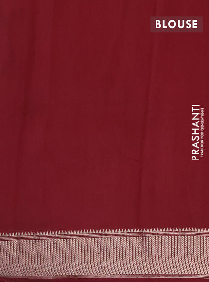 Assam silk saree maroon with allover floral prints and zari woven border