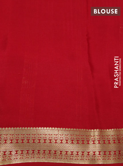 Pure mysore silk saree pink and red with plain body and zari woven border