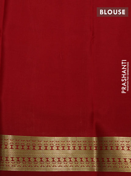 Pure mysore silk saree lavender shade and red with plain body and zari woven border