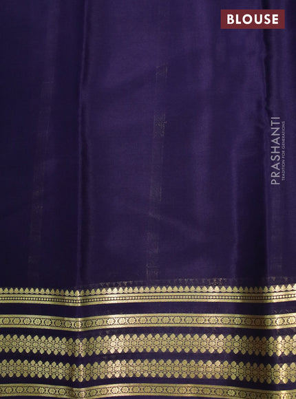 Pure mysore silk saree teal blue and dark blue with plain body and zari woven border