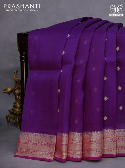 Banarasi organza saree violet and pink with zari woven buttas and zari woven border