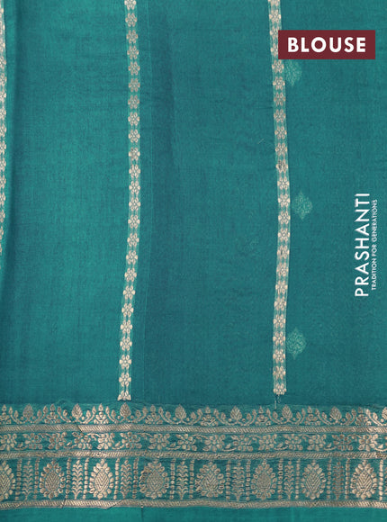 Banarasi organza saree peacock blue with zari woven buttas and zari woven border