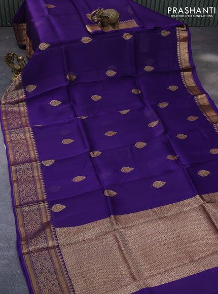 Banarasi organza saree violet with woven buttas and woven border