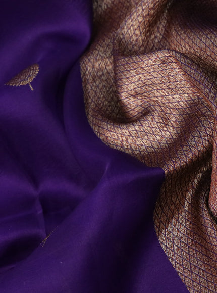 Banarasi organza saree violet with woven buttas and woven border