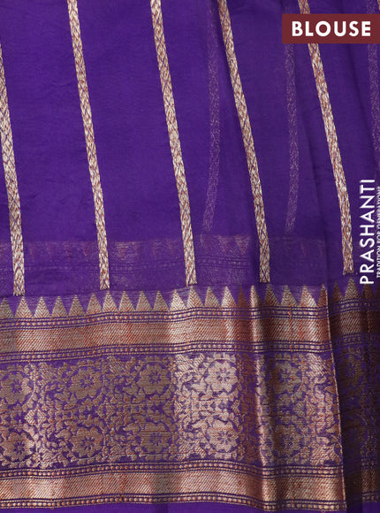 Banarasi organza saree violet with woven buttas and woven border