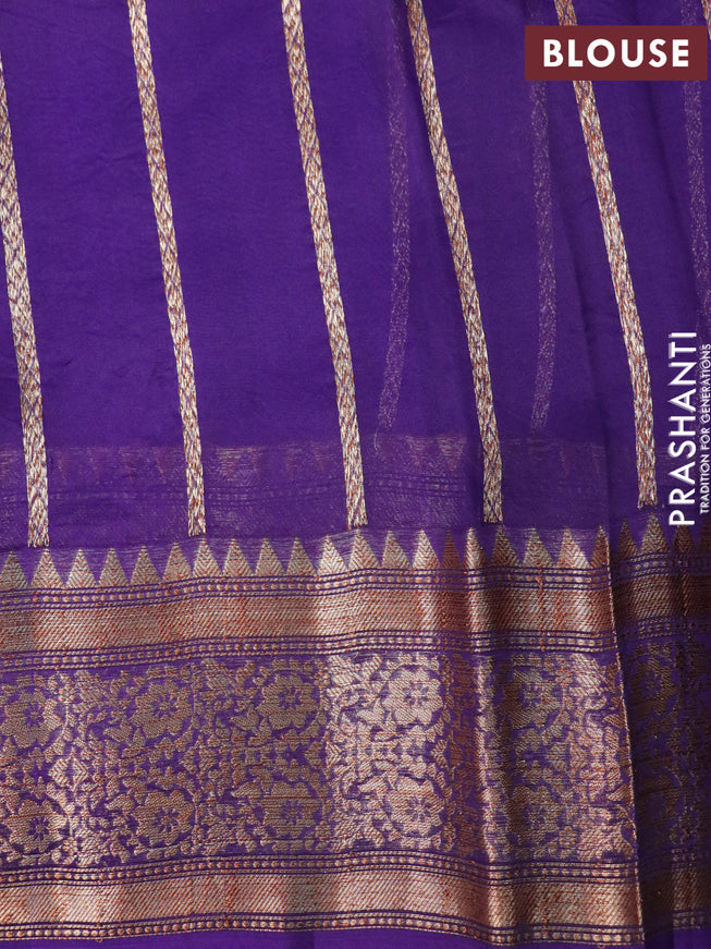 Banarasi organza saree violet with woven buttas and woven border