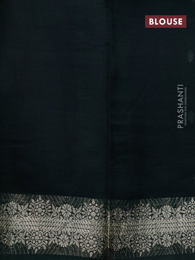 Banarasi organza saree dark blue and green with woven buttas and woven border