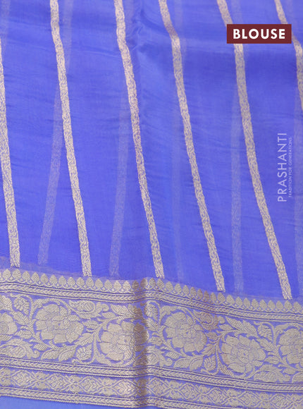 Banarasi organza saree lavender shade and blue with woven buttas and zari woven border