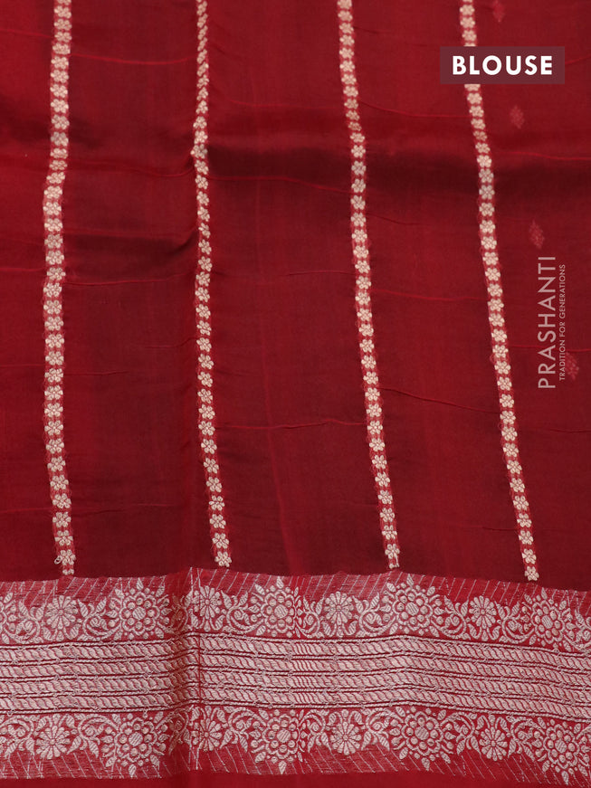 Banarasi organza saree black and red with zari woven buttas and zari woven border