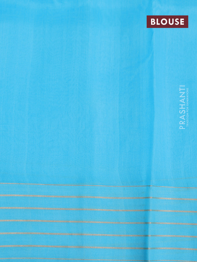 Banarasi organza saree light blue with allover zari weaves and zari line border