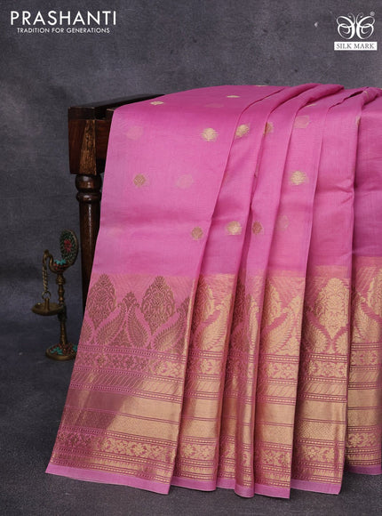 Banarasi organza saree light pink with zari woven buttas and long zari woven border