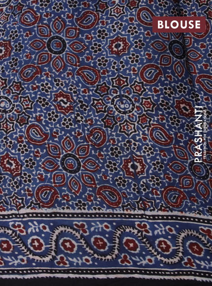 Modal silk saree blue and black with allover ajrakh prints and printed border