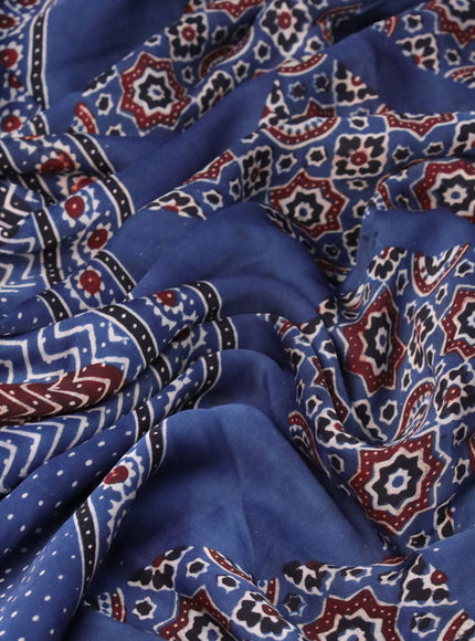 Modal silk saree indigo blue and black with allover ajrakh prints and printed border