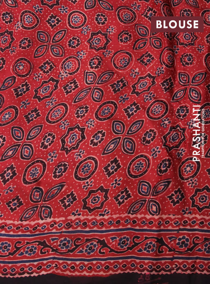 Modal silk saree red with allover ajrakh prints and printed border