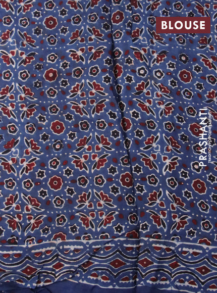 Modal silk saree indigo blue with allover ajrakh prints and printed border