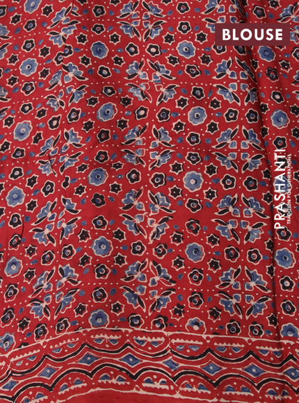 Modal silk saree red with allover ajrakh prints and printed border