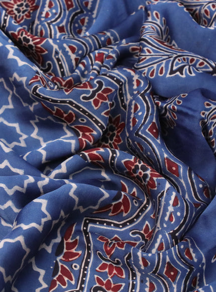 Modal silk saree blue with allover ajrakh prints and printed border