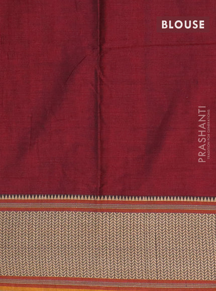 Narayanpet cotton saree maroon and mustard shade with plain body and thread woven border