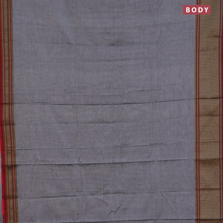 Narayanpet cotton saree grey and maroon with plain body and thread woven border