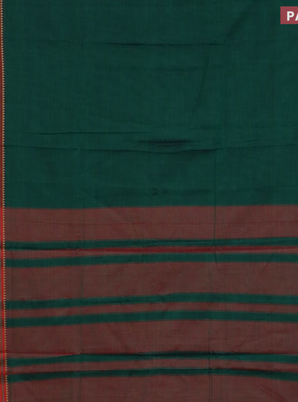 Narayanpet cotton saree green and maroon with plain body and thread woven border