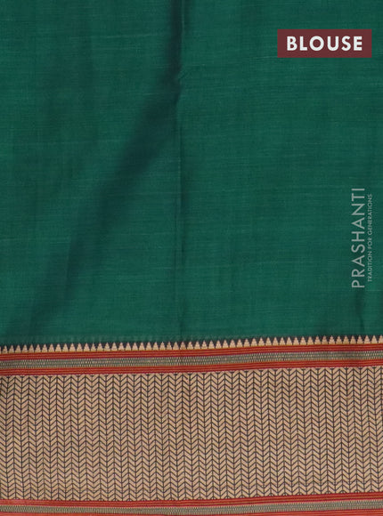 Narayanpet cotton saree green and maroon with plain body and thread woven border