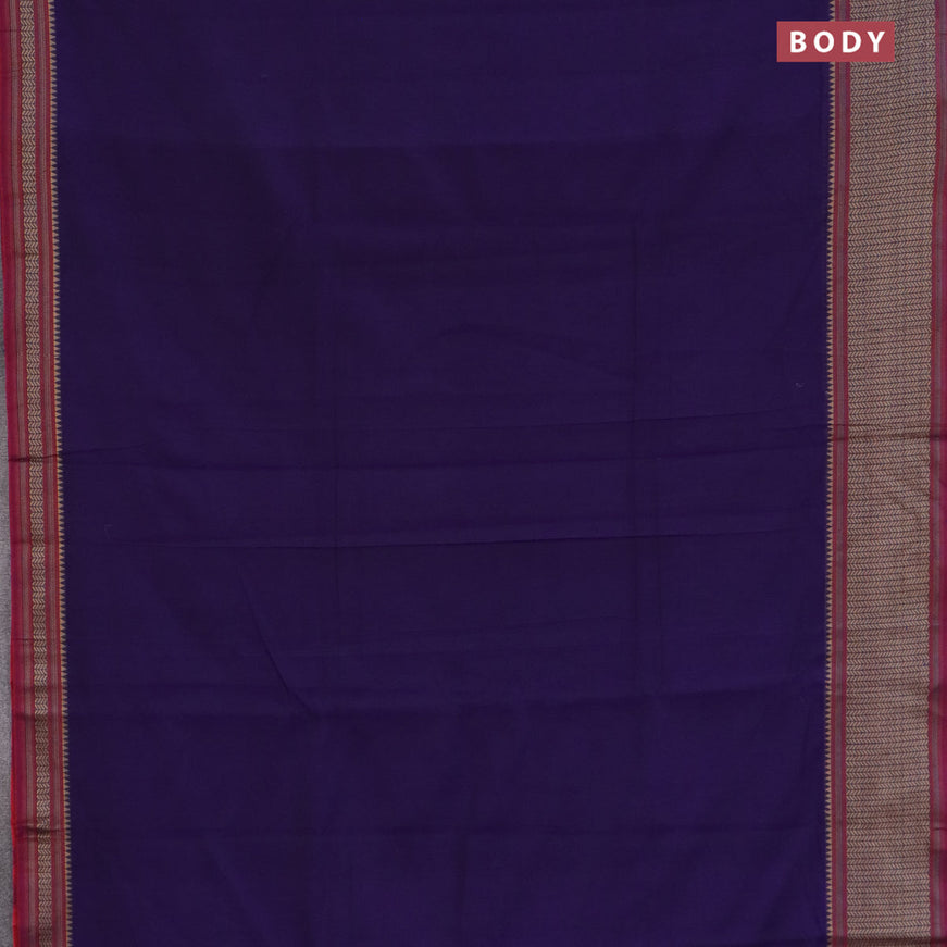 Narayanpet cotton saree deep violet and maroon with plain body and thread woven border