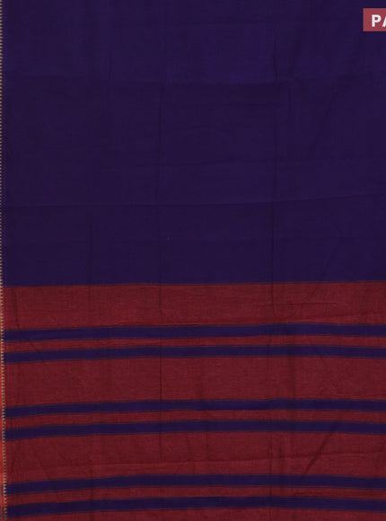 Narayanpet cotton saree deep violet and maroon with plain body and thread woven border