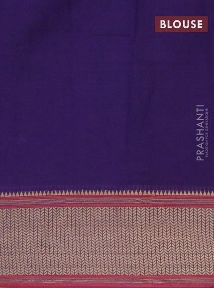 Narayanpet cotton saree deep violet and maroon with plain body and thread woven border