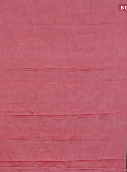 Narayanpet cotton saree pink shade and red with plain body and thread woven border