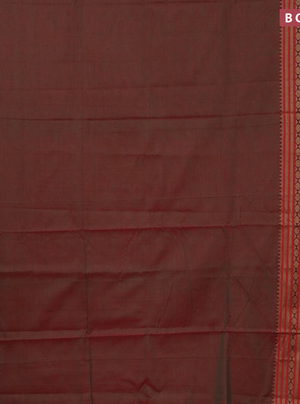 Narayanpet cotton saree manthulir green and red with plain body and thread woven border