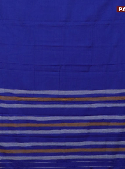 Narayanpet cotton saree blue and mustard shade with plain body and thread woven border